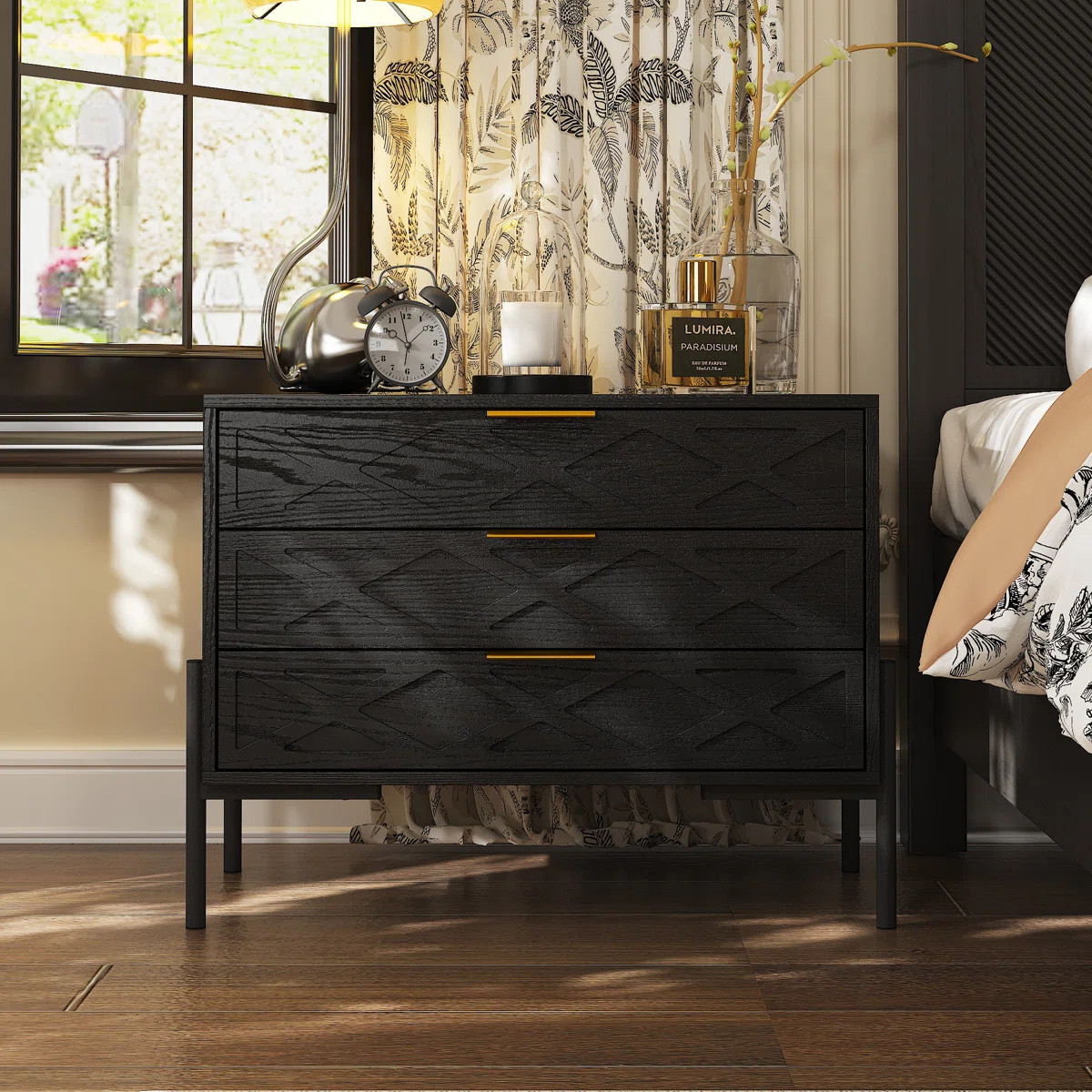 3-Drawer Nightstand With Metal Legs | Wayfair North America
