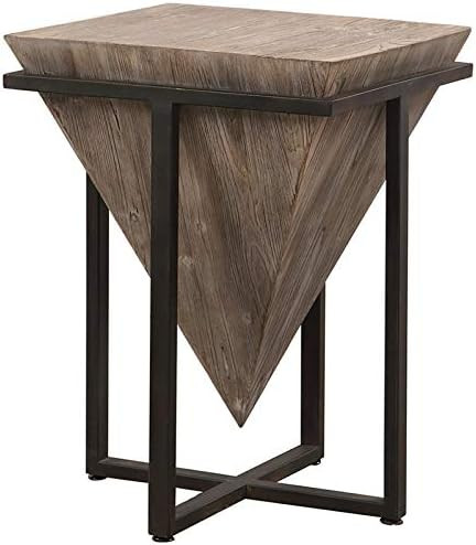 BOWERY HILL Coastal Wood Accent End Table in Gray Wash/Aged Black | Amazon (US)