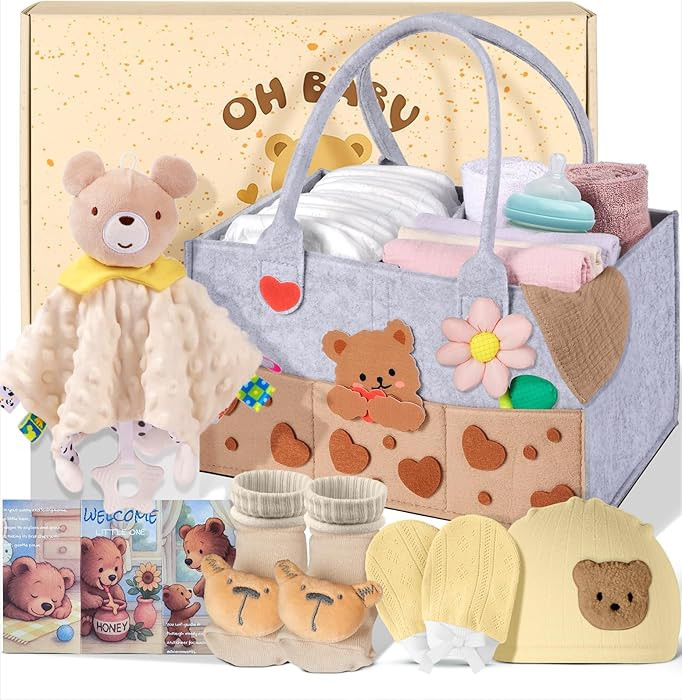 Coralogo Baby Shower Gift Basket - Baby Gift Set with Diaper Caddy, Gifts for New Mom, Gender Rev... | Amazon (US)