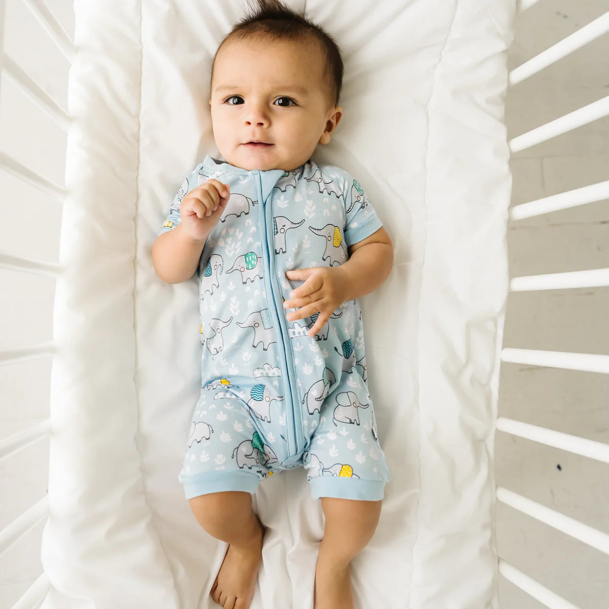 Blue Elephant Snuggles Shorty Romper | Little Sleepies