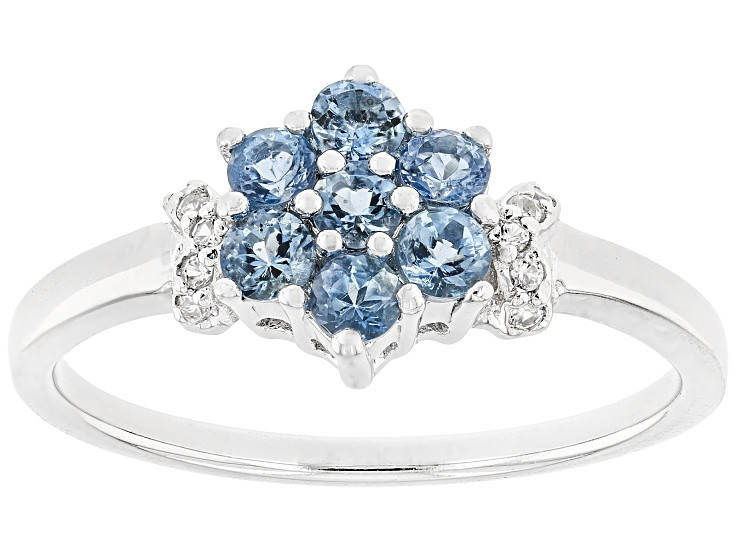 Blue Ofiki Nigerian Aquamarine Rhodium Over Sterling Silver Ring 0.41ctw - RST576 | JTV Jewelry