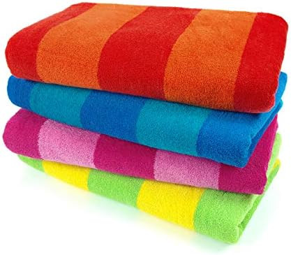 Kaufman – 100% Cotton Velour Striped Beach & Pool Towel 4-Pack – 30in x 60in | Amazon (US)