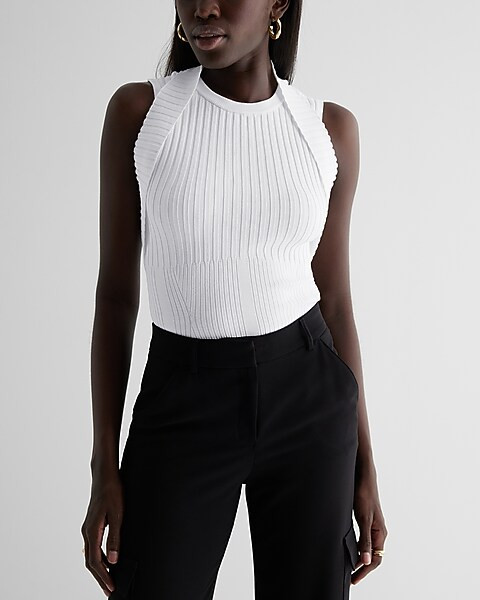 Body Contour Ribbed High Neck Sweater Tank | Express
