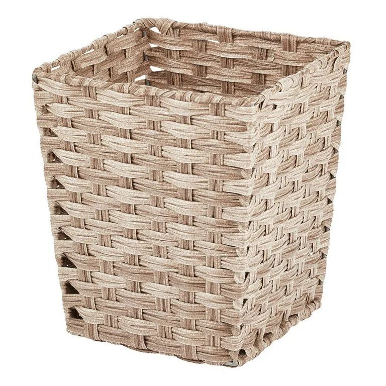 mDesign Woven Square Trash Can Wastebasket, Garbage Container Bin - Taupe | Walmart (US)