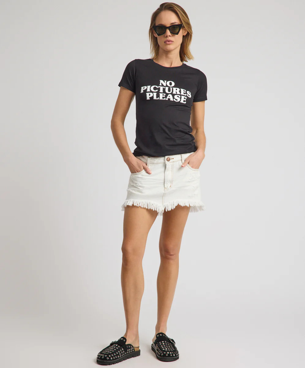 No Pictures Please Fitted Tee - Black | One Teaspoon | OneTeaspoon