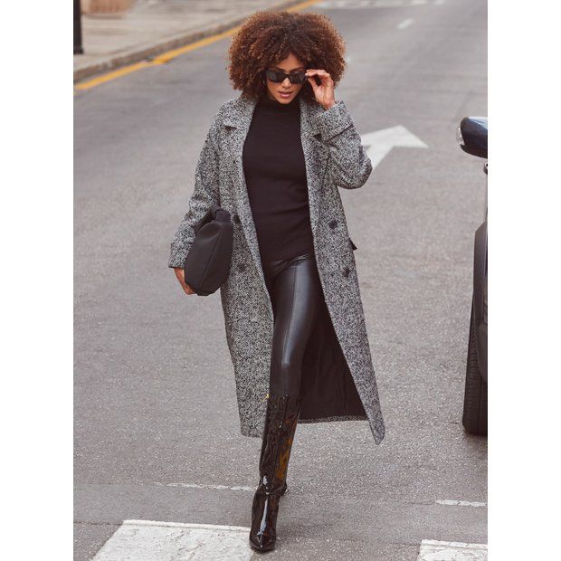 Buy SOSANDAR Grey Herringbone Oversized Formal Coat 18 | Coats | Tu | Tu Clothing