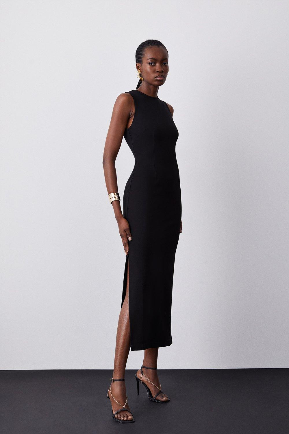 Ponte Crew Neck Midaxi Dress | Karen Millen US