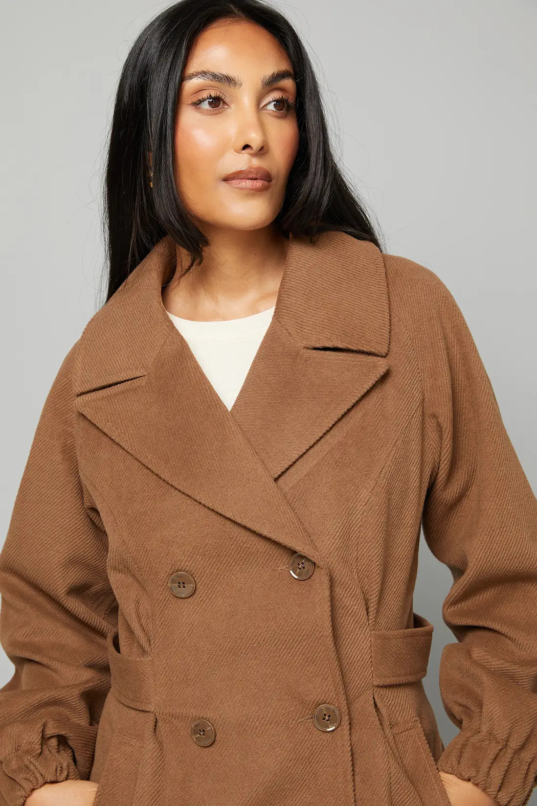 Petite Double Breasted Maxi Coat | boohoo (US & Canada)