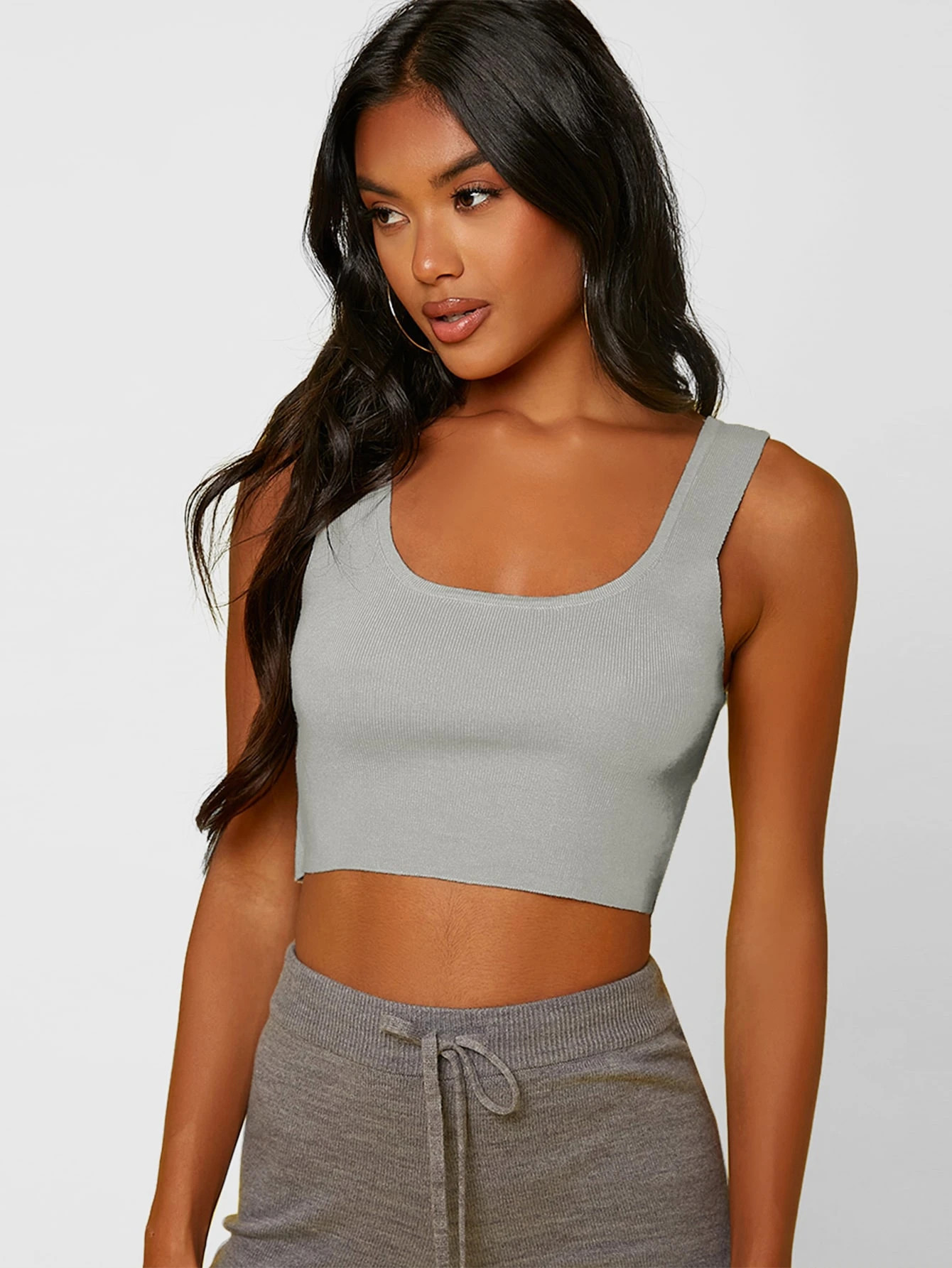 SHEIN SXY Solid Ribbed Knit Top | SHEIN