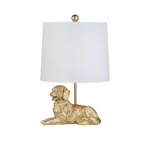 Gold Resin Retriever Dog Table Lamp with Linen Shade - Bed Bath & Beyond - 42008239 | Bed Bath & Beyond