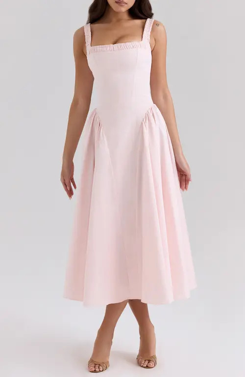 HOUSE OF CB Dorothy Stretch Cotton Dress in Veiled Rose at Nordstrom, Size X-Small | Nordstrom