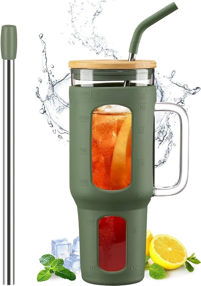 Environmentally friendly glass tumblers! Stanley style and mason jar/Boba friendly! 

#LTKhome #LTKfitness #LTKfindsunder50