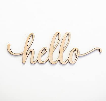 Hello Wood Sign Home Décor Wall Art Unfinished 8" x3" | Amazon (US)