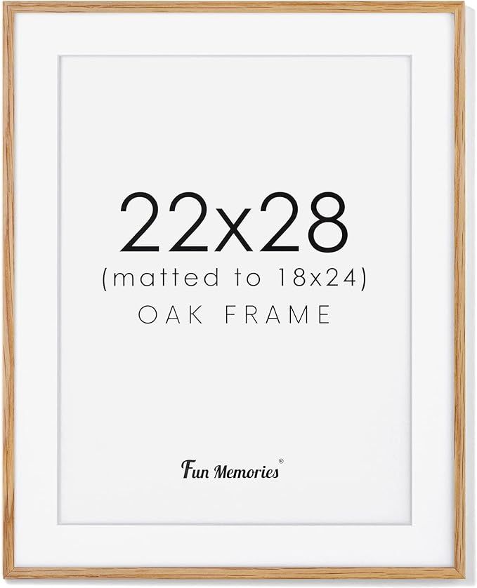 22x28 Picture Frame, Large 22x28 Poster Frame, Natural Oak Wood 22 x 28 Frame with Tempered Real ... | Amazon (US)