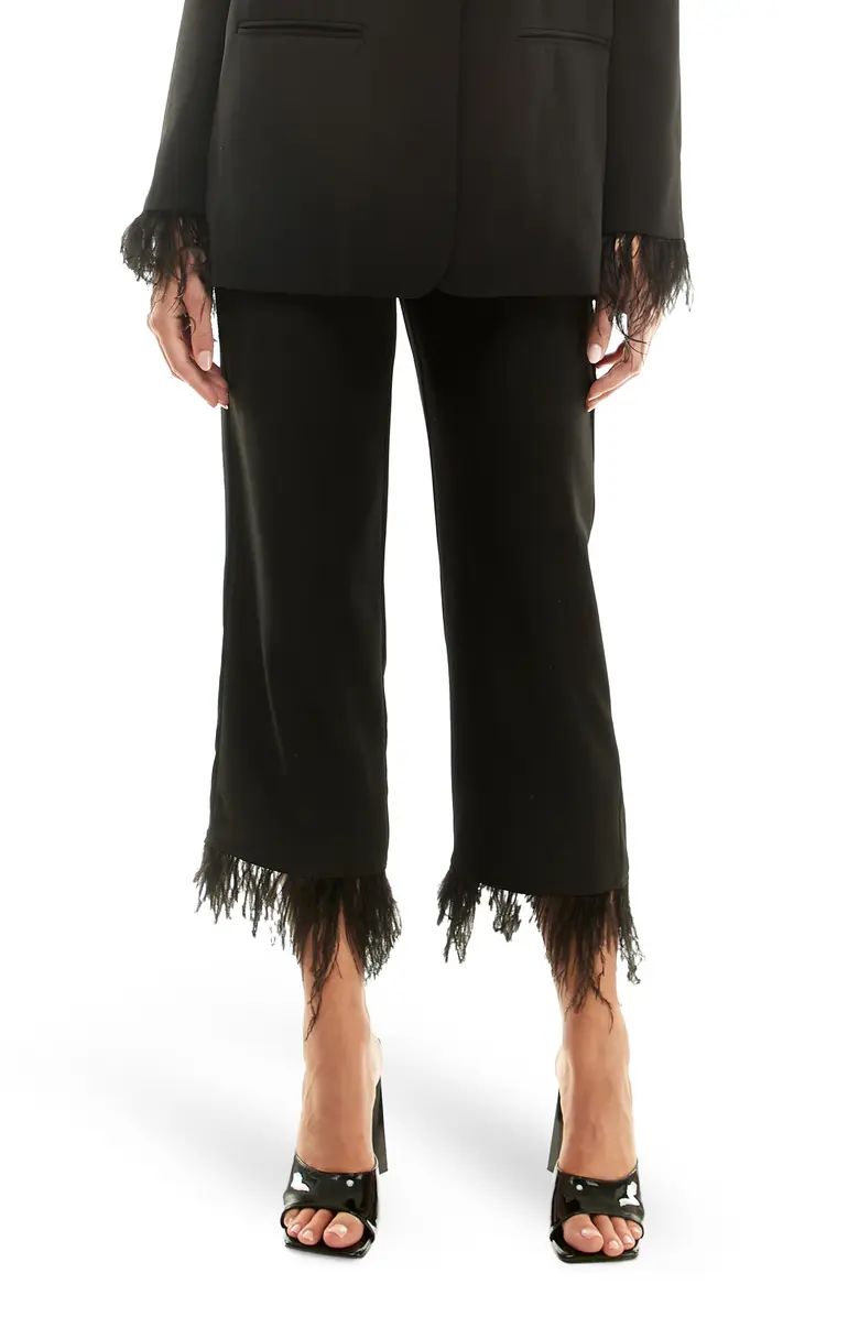 WAYF x Jourdan Sloane Nits Feather Trim Pants | Nordstrom | Nordstrom