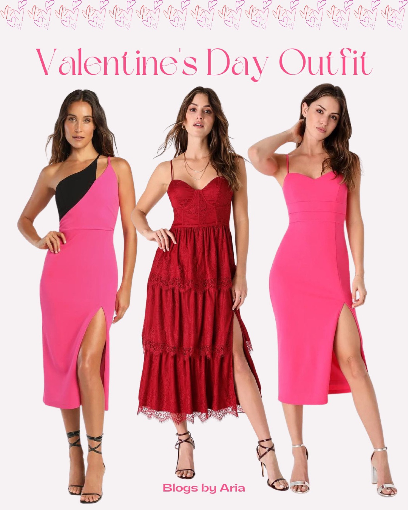Valentine’s Day outfit. Valentines day date night outfit. Red dress. Pink dress. Midi dress. Date night dress. 

#LTKSeasonal #LTKstyletip #LTKFind