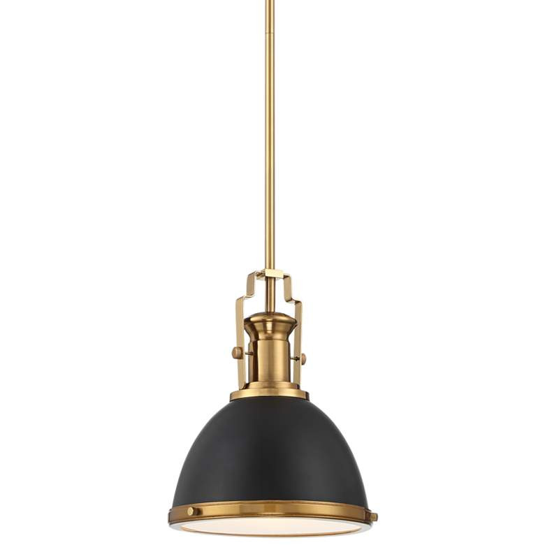 Possini Euro Posey 9 1/2" Wide Black and Brass Dome Mini Pendant - #64T25 | Lamps Plus | Lamps Plus