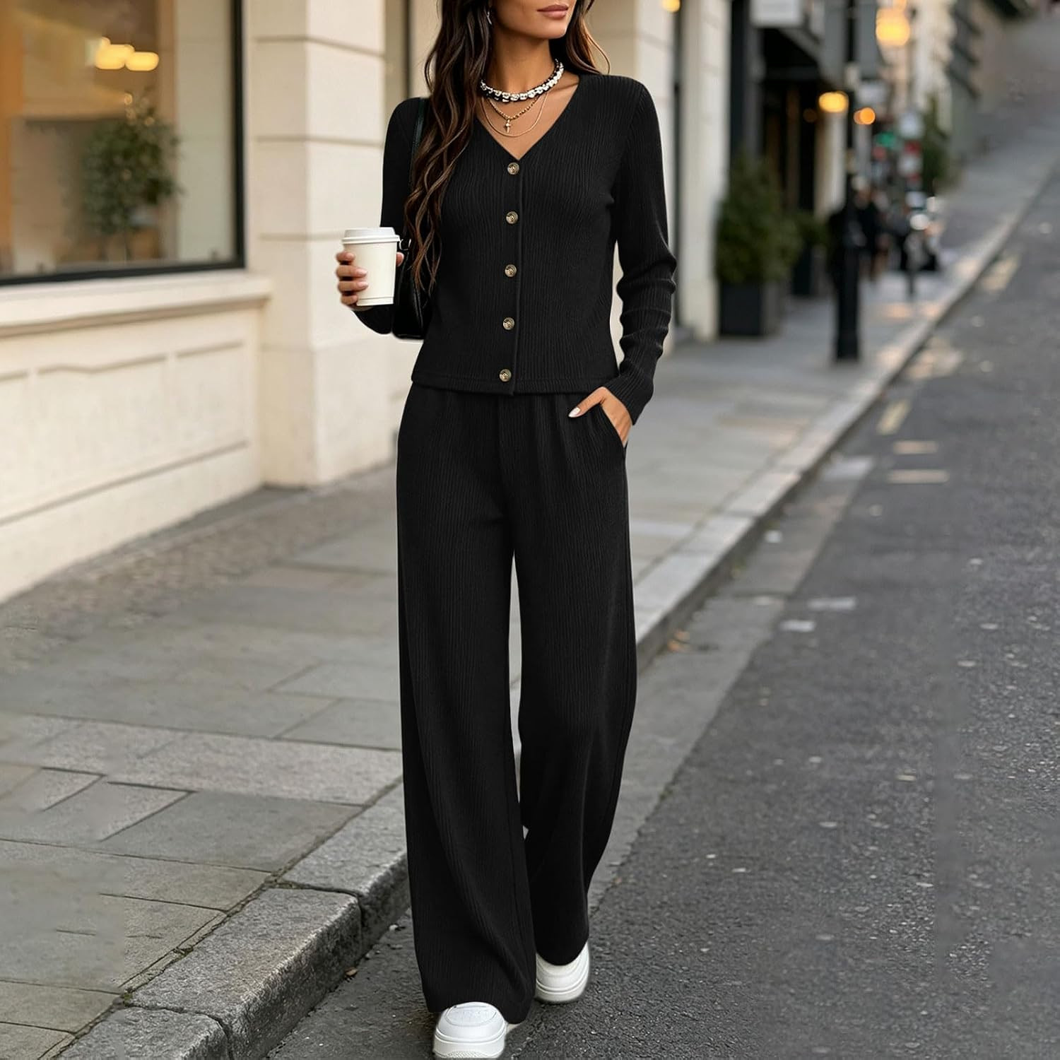 Womens Lounge Sets 2 Piece Outfits Button Down Fall Matching Sets | Amazon (US)