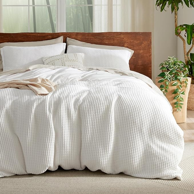 Bedsure Waffle Duvet Cover King - Moisture-Wicking Cotton Blend Rayon Derived from Bamboo Duvet C... | Amazon (US)