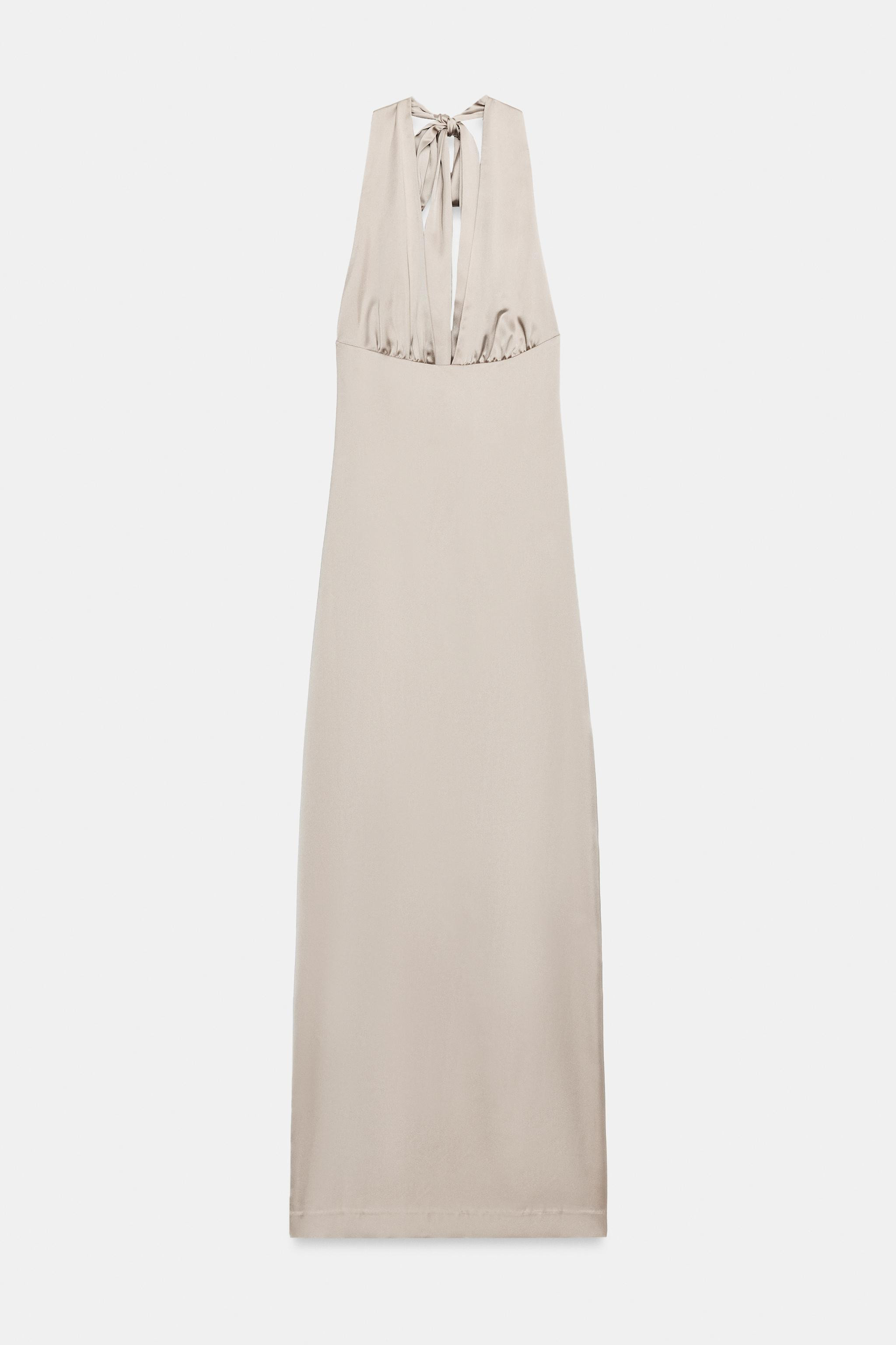 LONG SATIN HALTER DRESS | Zara UK