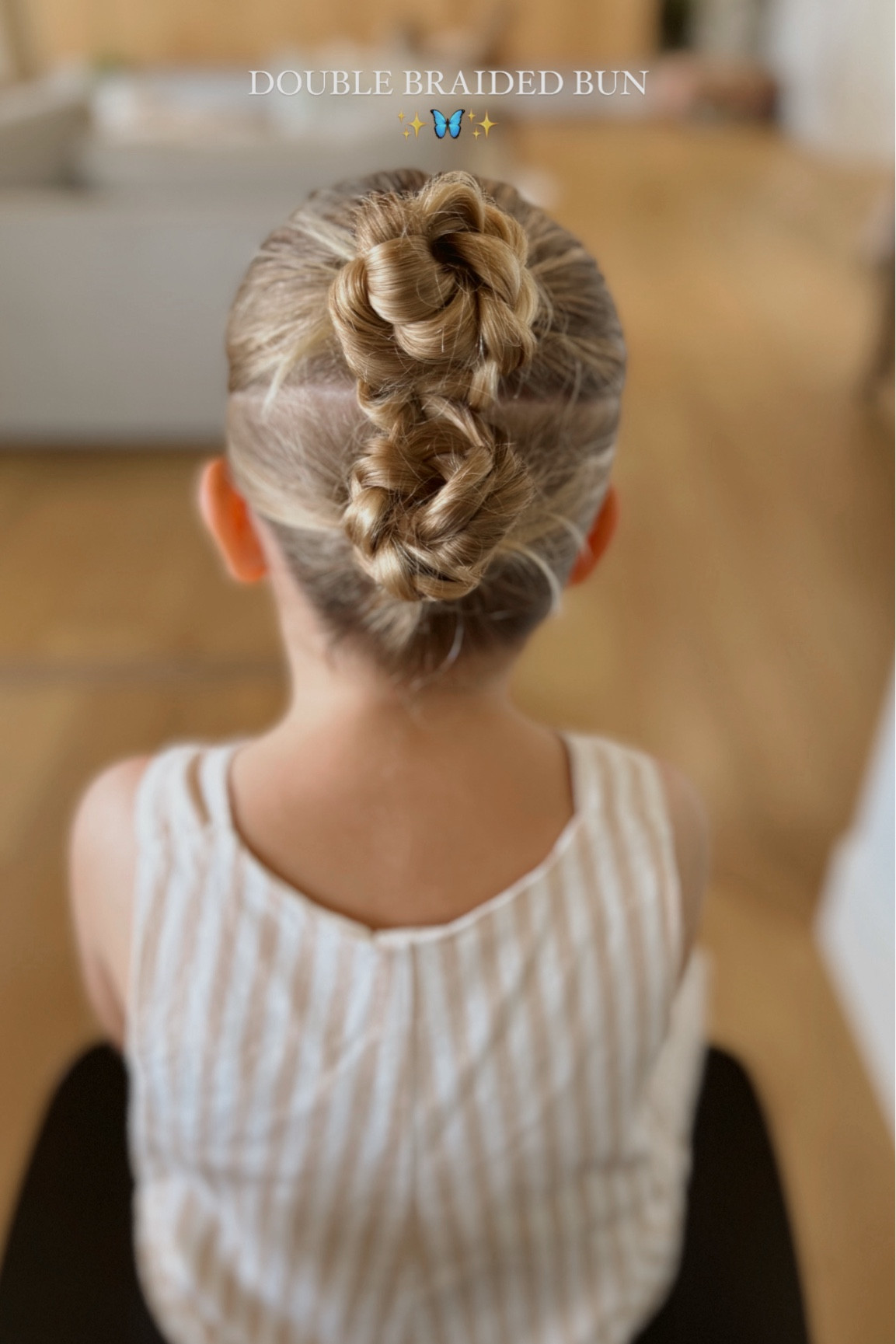 Double braided bun — so cute for summer! 