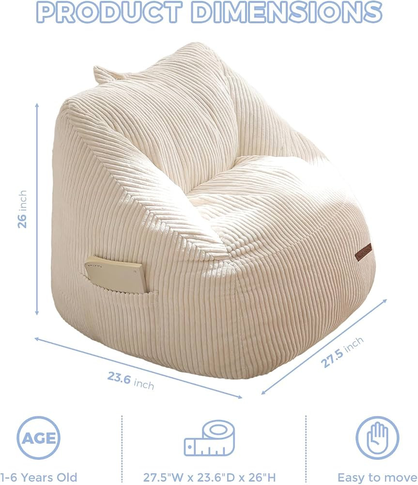 MAXYOYO Kids Bean Bag Chair, Bean Bag Couch with Handle, Comfy Toddler Chair for Boys and Girls, ... | Amazon (US)