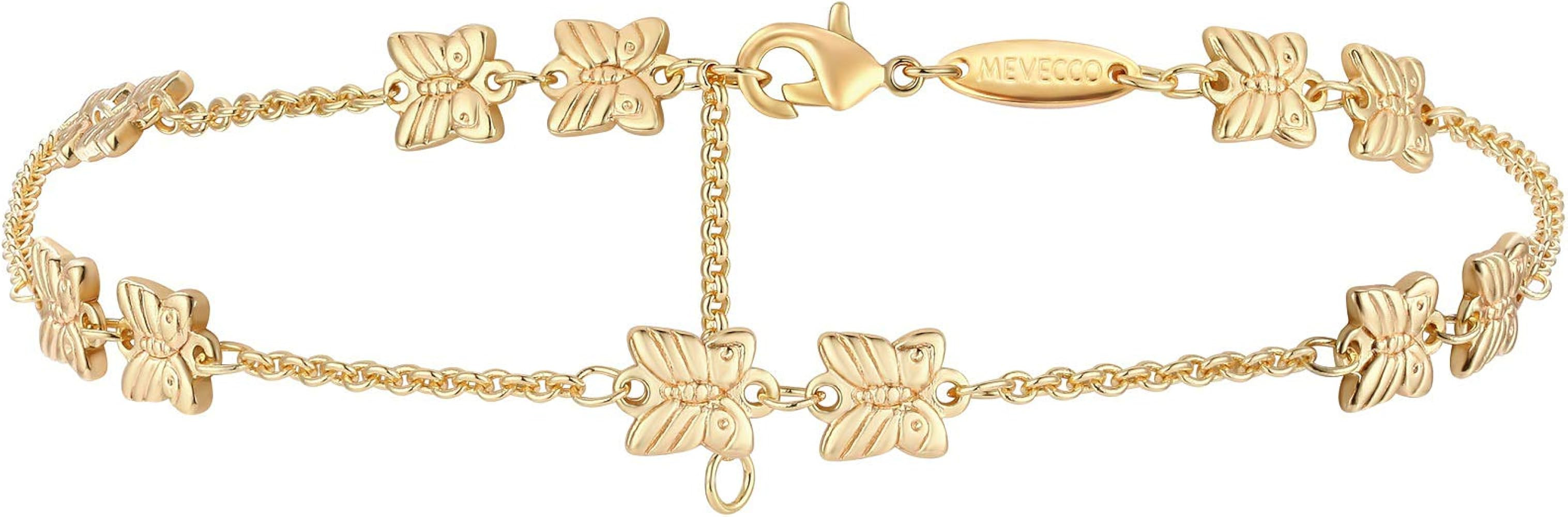 MEVECCO Dainty Gold Anklet 14K Gold Plated Boho Foot Chain Link Ankle Bracelet for Women | Amazon (US)