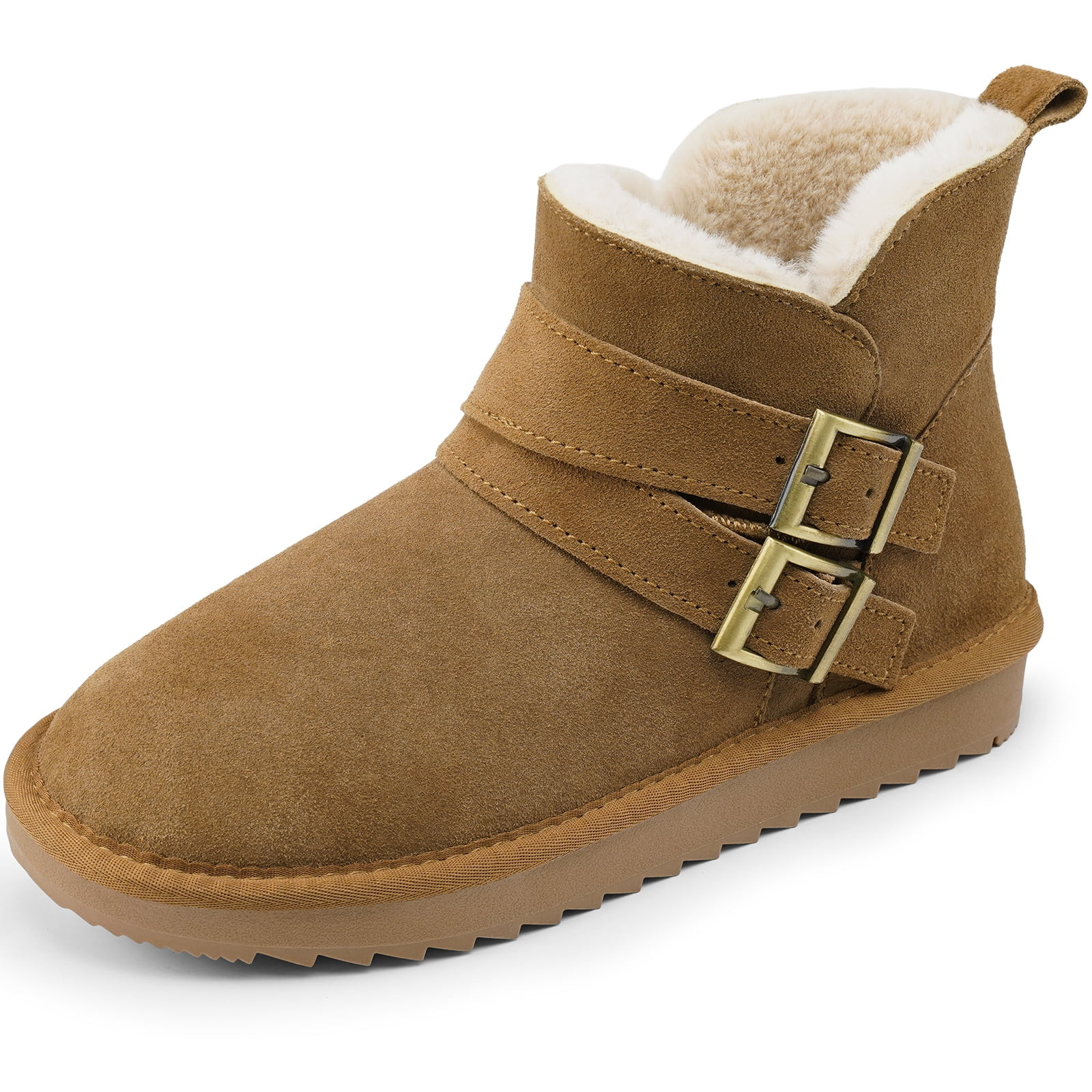 PUBOOM Women Winter Snow Boots Water-Resistant Cow Suede Warm Booties With Cozy Plush Lined for L... | Walmart (US)