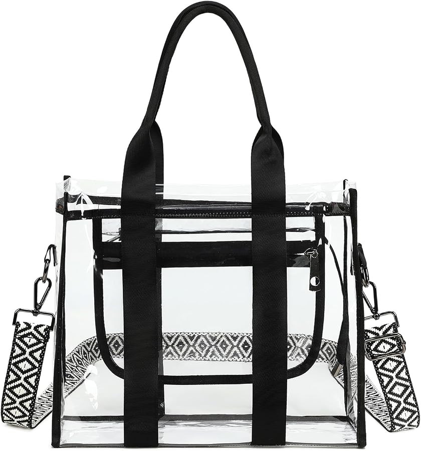 Clear Bags for Women Tote Bag, Crossbody Bag, Stadium Approved Clear Purse for Sports Events, Con... | Amazon (US)