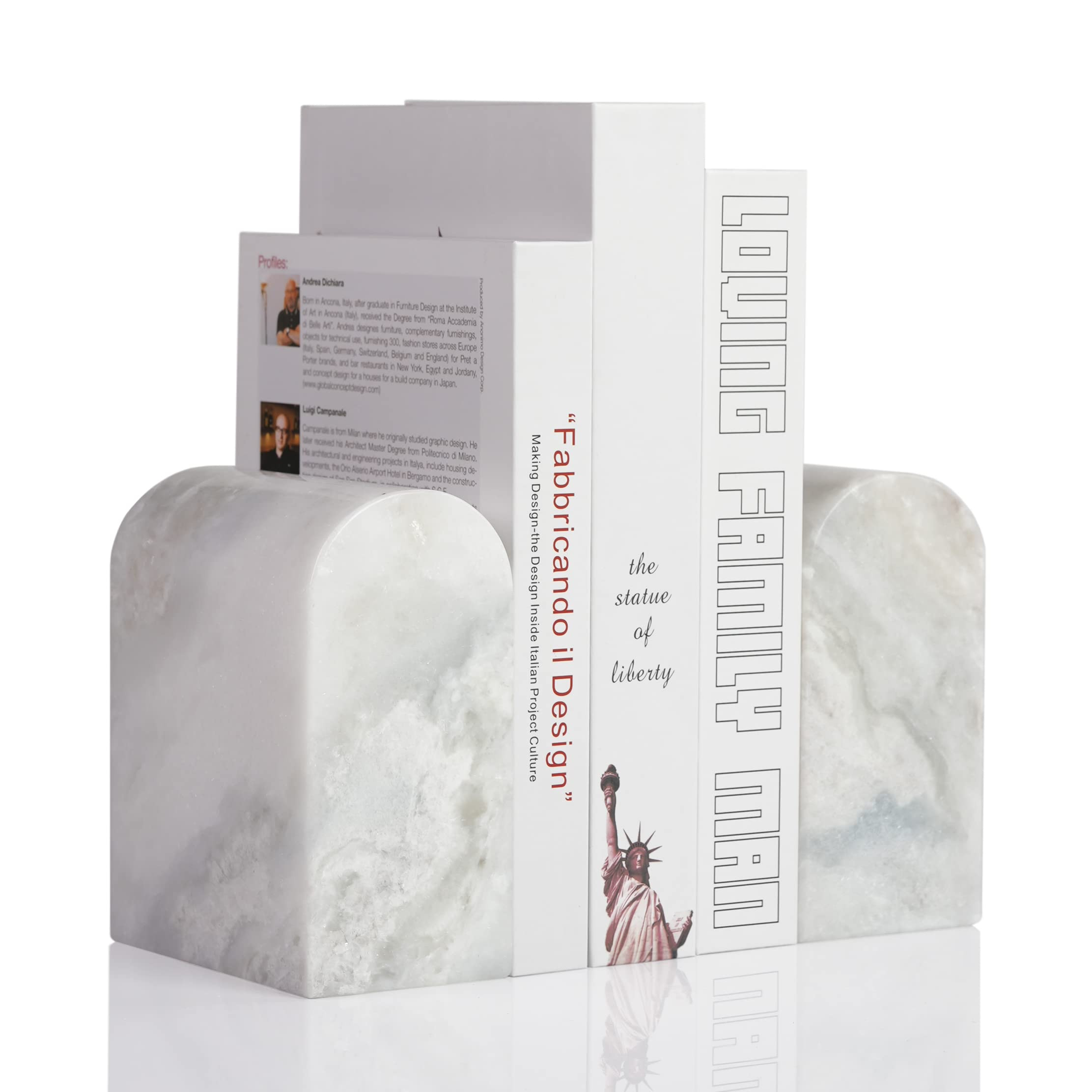 Koville African Natural Marble Bookends for Shelves, Non-Slip Book Ends, 13LBS Ultra Heavy Duty M... | Amazon (US)