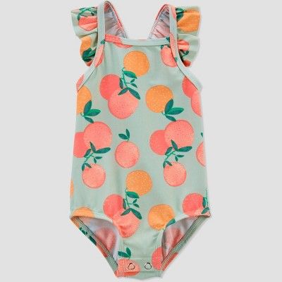 Baby Girls' Oranges Print Flutter Sleeve One Piece Swimsuit - Just One You® made by carter's Sag... | Target