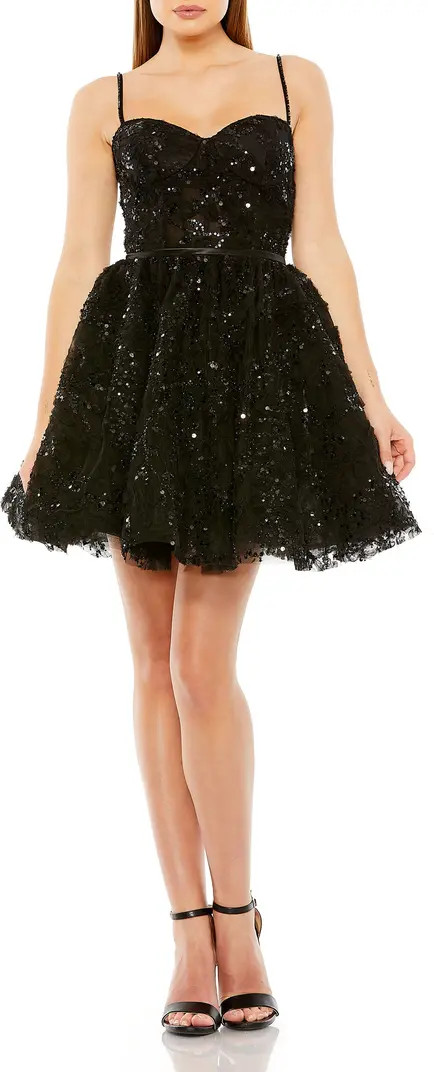 Mac Duggal Beaded Strap Bustier Sequin Mini Dress | Nordstrom | Nordstrom