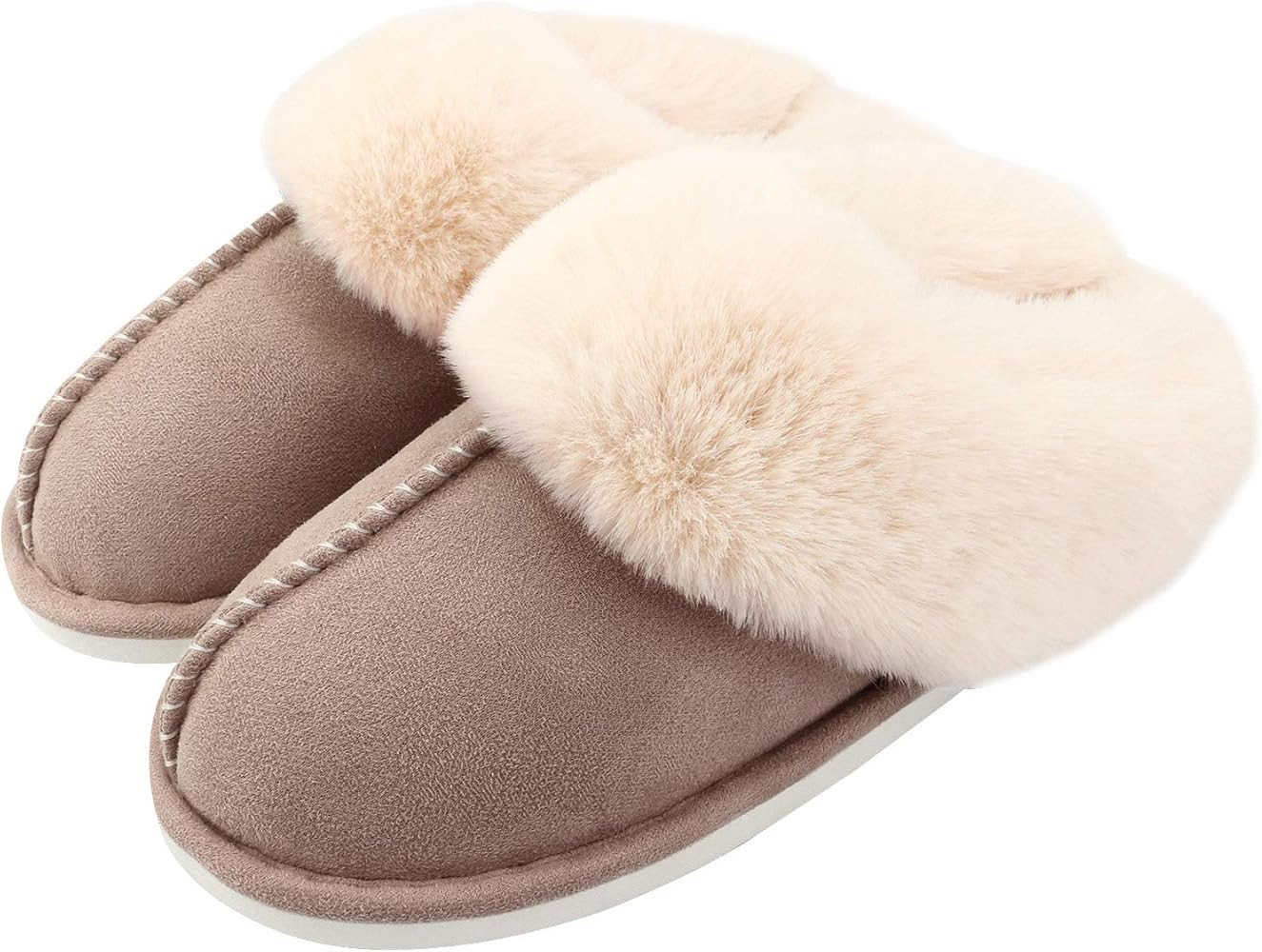 Auranso Ladies Slippers Fluffy Lined Warm Slippers Women Non Slip Cosy House Shoes for Indoor and Outdoor | Amazon (UK)