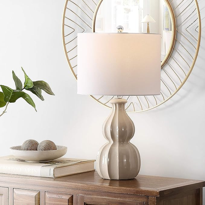 SAFAVIEH Lighting Collection – Wade Ivory Double Gourd Ceramic Table Lamp, 26-Inch Accent Lamp ... | Amazon (US)