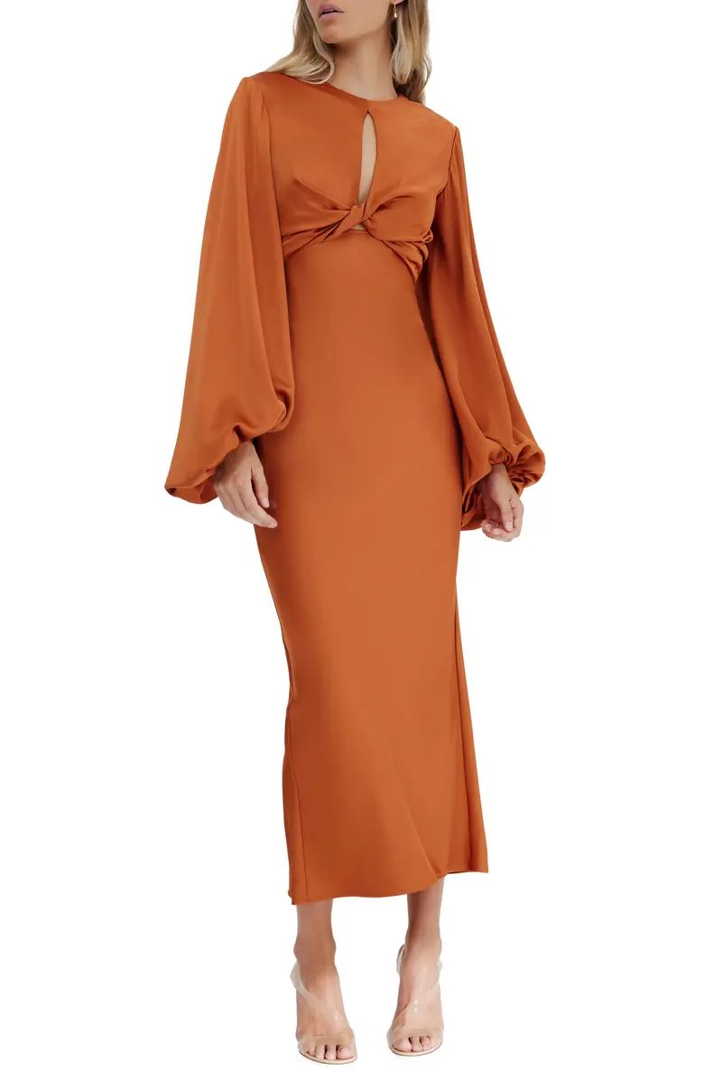 Significant Other Demi Cutout Long Sleeve Satin Maxi Dress | Nordstrom | Nordstrom