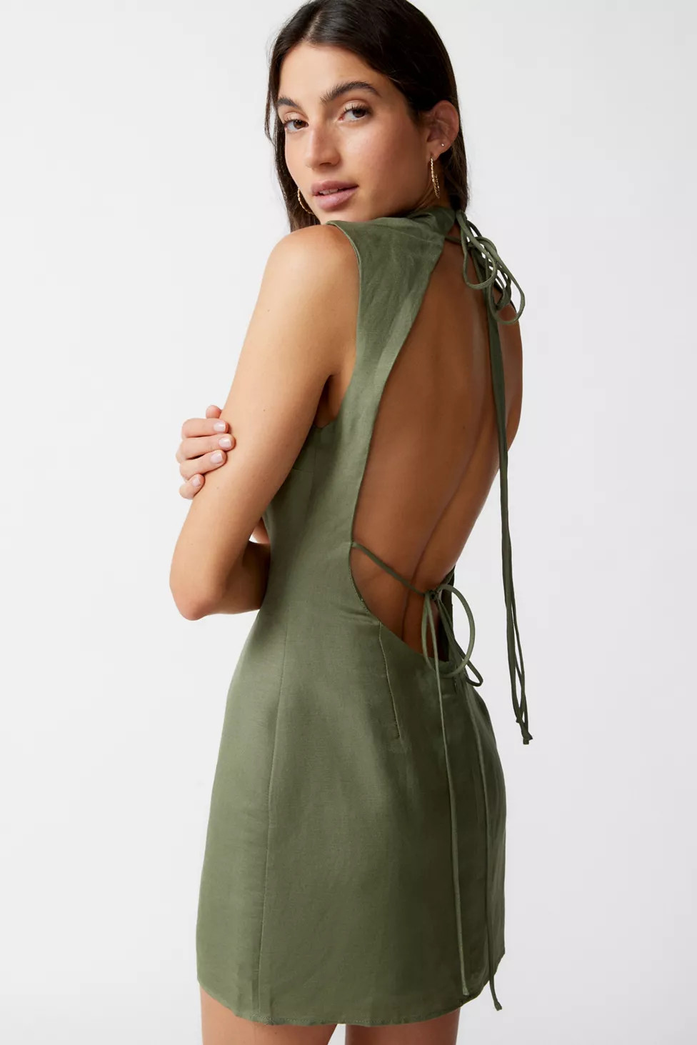 Lioness La Sagrada Linen Backless Mini Dress | Urban Outfitters (US and RoW)