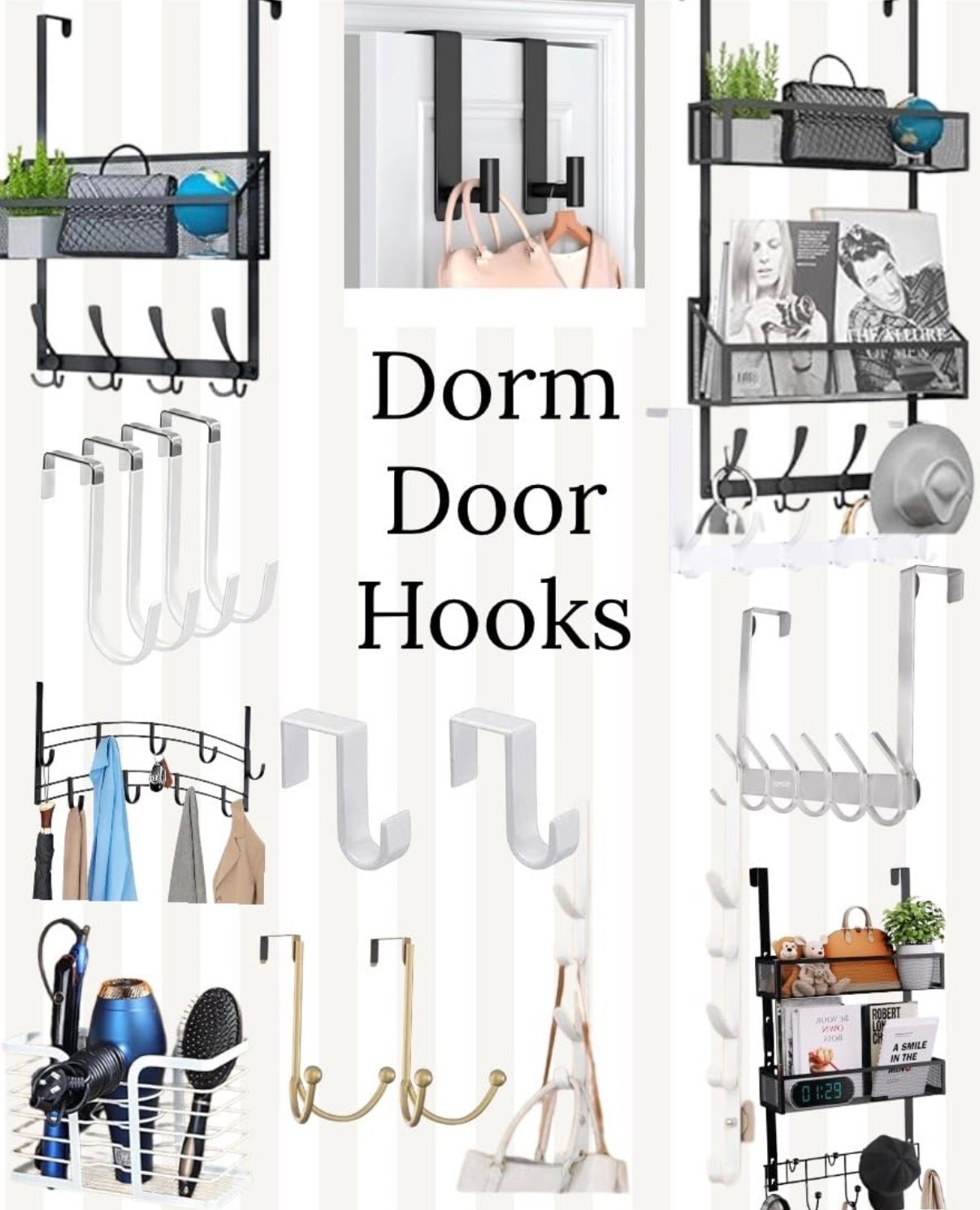 Dorm door hooks and over-the-door organizers that add extra storage without taking up floor space. Simple metal hooks, hanging storage racks with shelves, basket organizers, multi-hook hangers, and over-the-door storage systems that work well for towels, bags, jackets, hats, hair tools, keys, and everyday dorm essentials. Easy dorm organization solutions that help maximize storage in small dorm rooms and shared spaces.

#LTKU #LTKHome