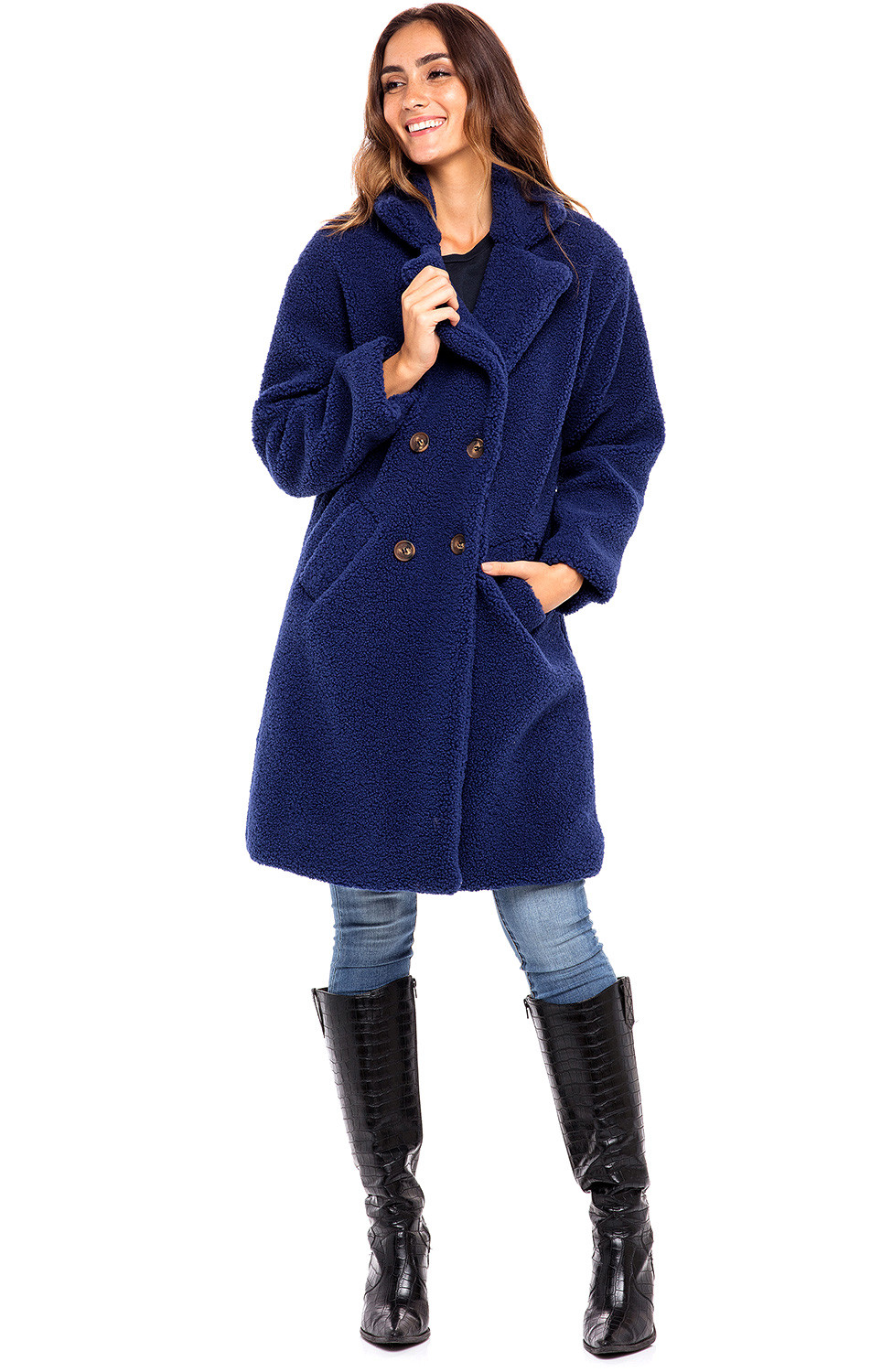 Alexander Del Rossa Women's Luxury Sherpa Fleece Coat, Winter Jacket, Large Navy Blue (SKU-A0437N... | Walmart (US)