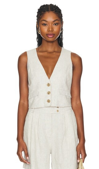 Central Park West Beckett Linen Vest in Cream. - size XL | Revolve Clothing (Global)