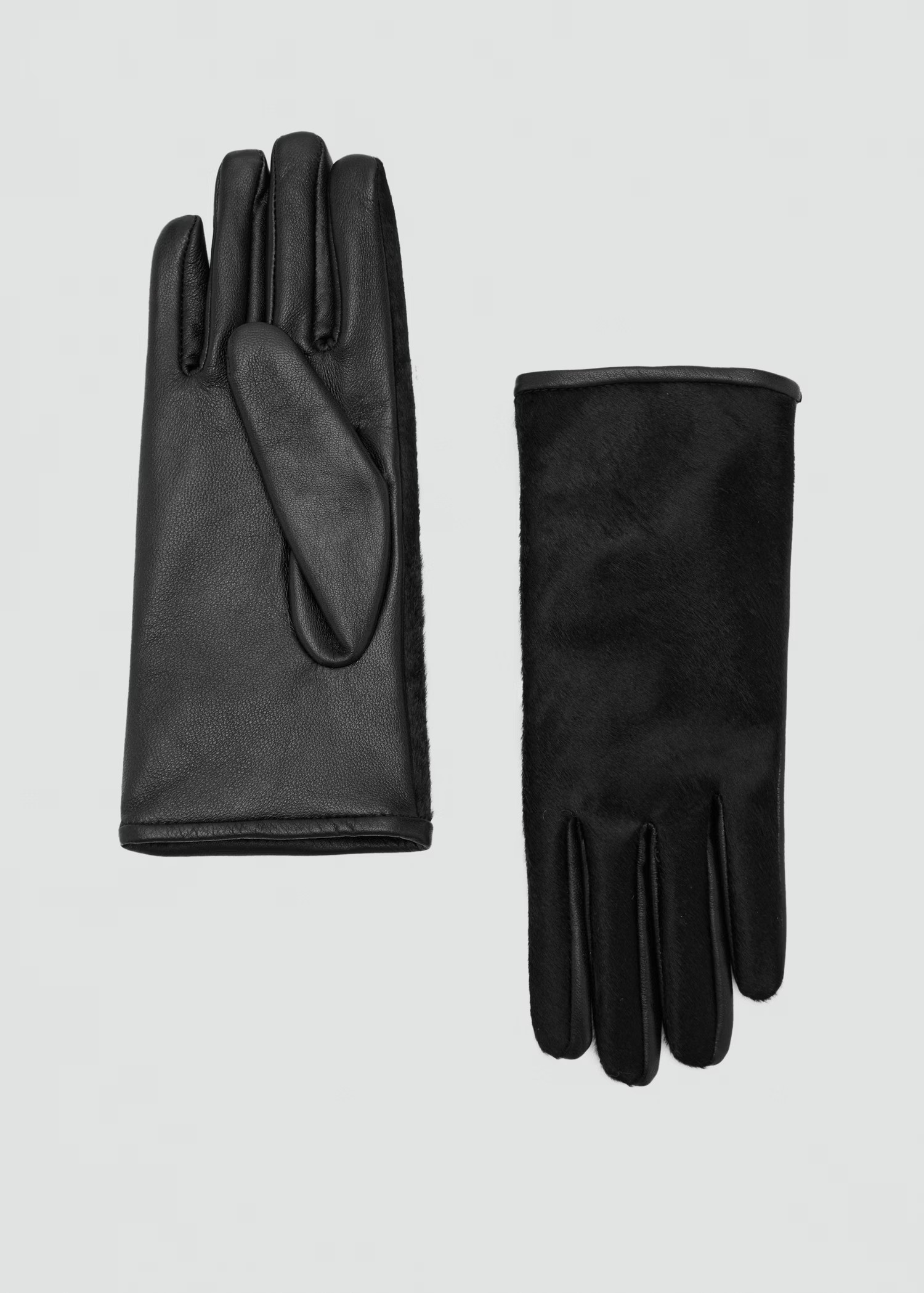 Leather gloves with fur - Women | MANGO United Kingdom | MANGO (UK)