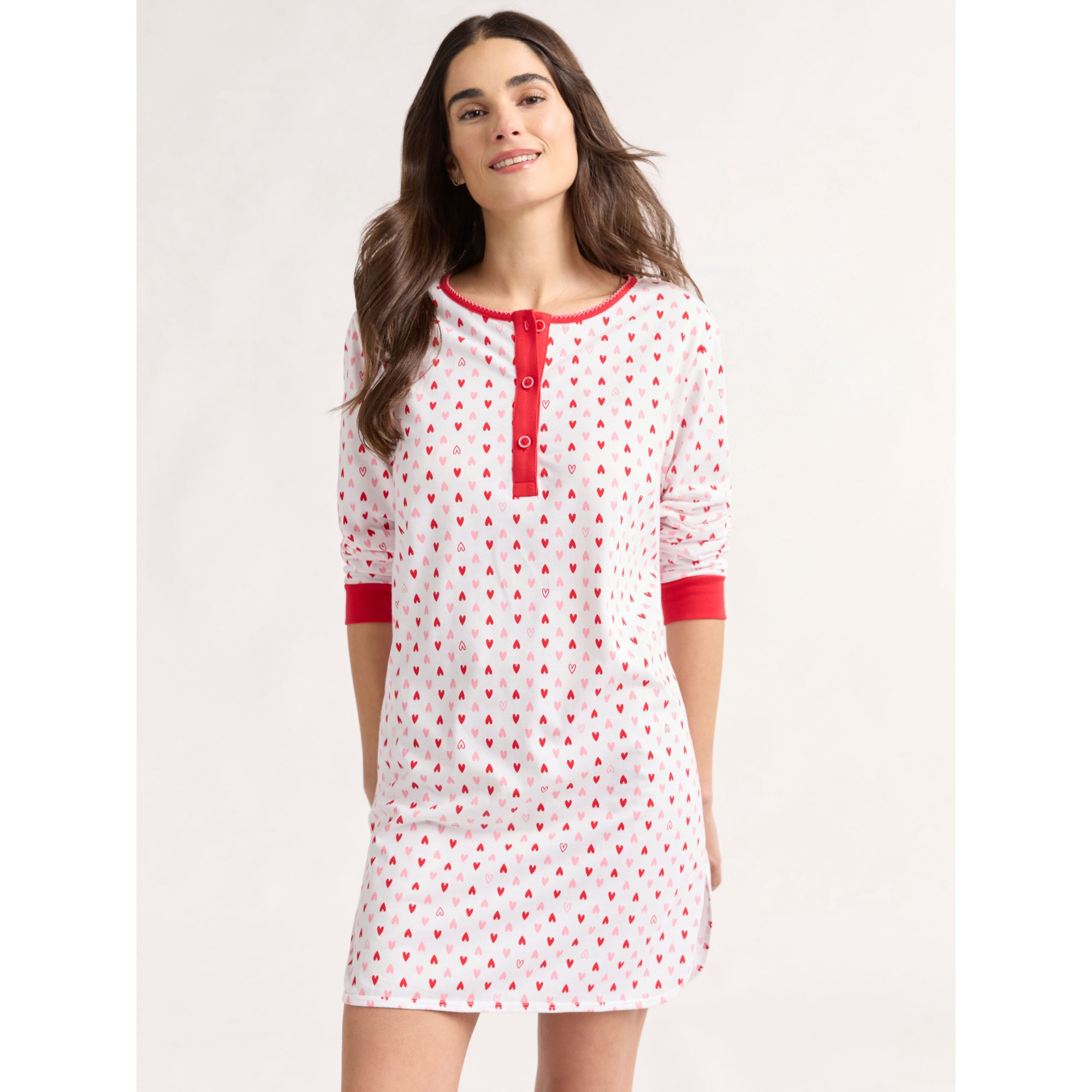Joyspun Women's Jersey Long Sleeve Henley Sleepshirt, Sizes S to 3X | Walmart (US)