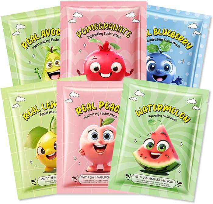 Kaely 6 Pack Fruit Face Masks for Kids, Kids Face Mask Spa Day kit Supplies, Spa Party Favors for... | Amazon (US)