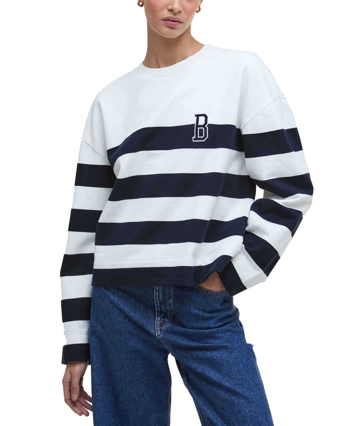 Barbour Women's Faye Sweatshirt - Navy stripe | Macy's