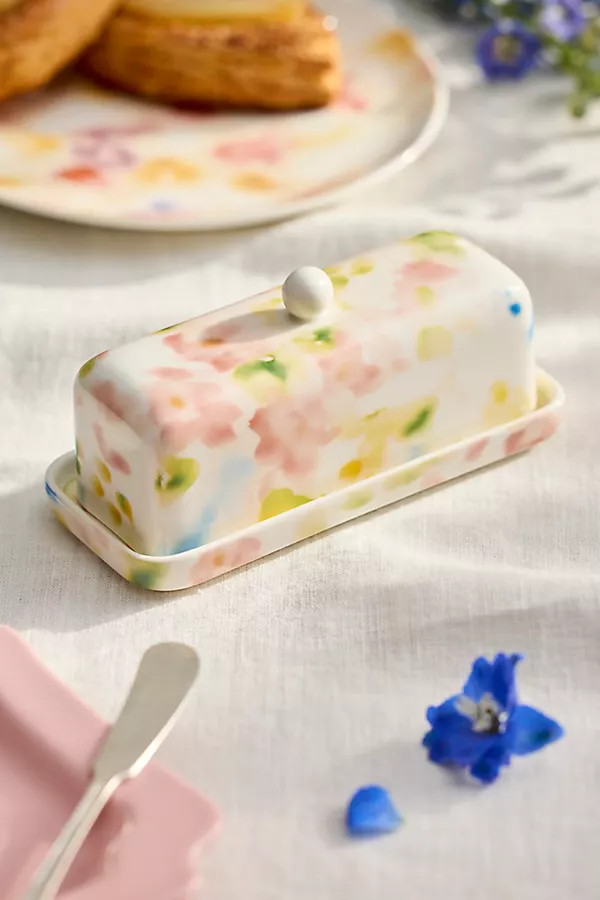 Watercolor Stoneware Butter Dish | Anthropologie (US)