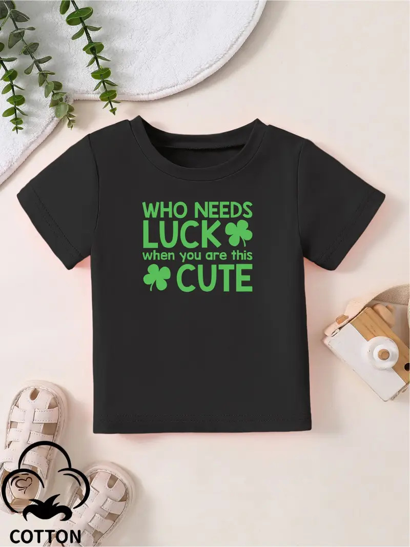 St. Patrick's Day Needs Luck Letter Print Boys Meaningful T - Temu | Temu Affiliate Program