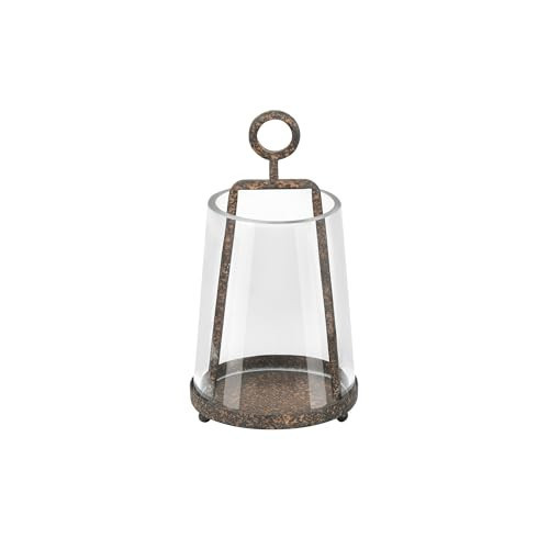 Twakutwaku 4" Wide Modern Farmhouse Metal Hurricane Candle Holder with Handmade Sturdy Glass Sleeve in Rustic Brown for 2" Pillar Candle & Plants, Glass Hurricane Lantern, Industrial, Minimalistic | Amazon (US)