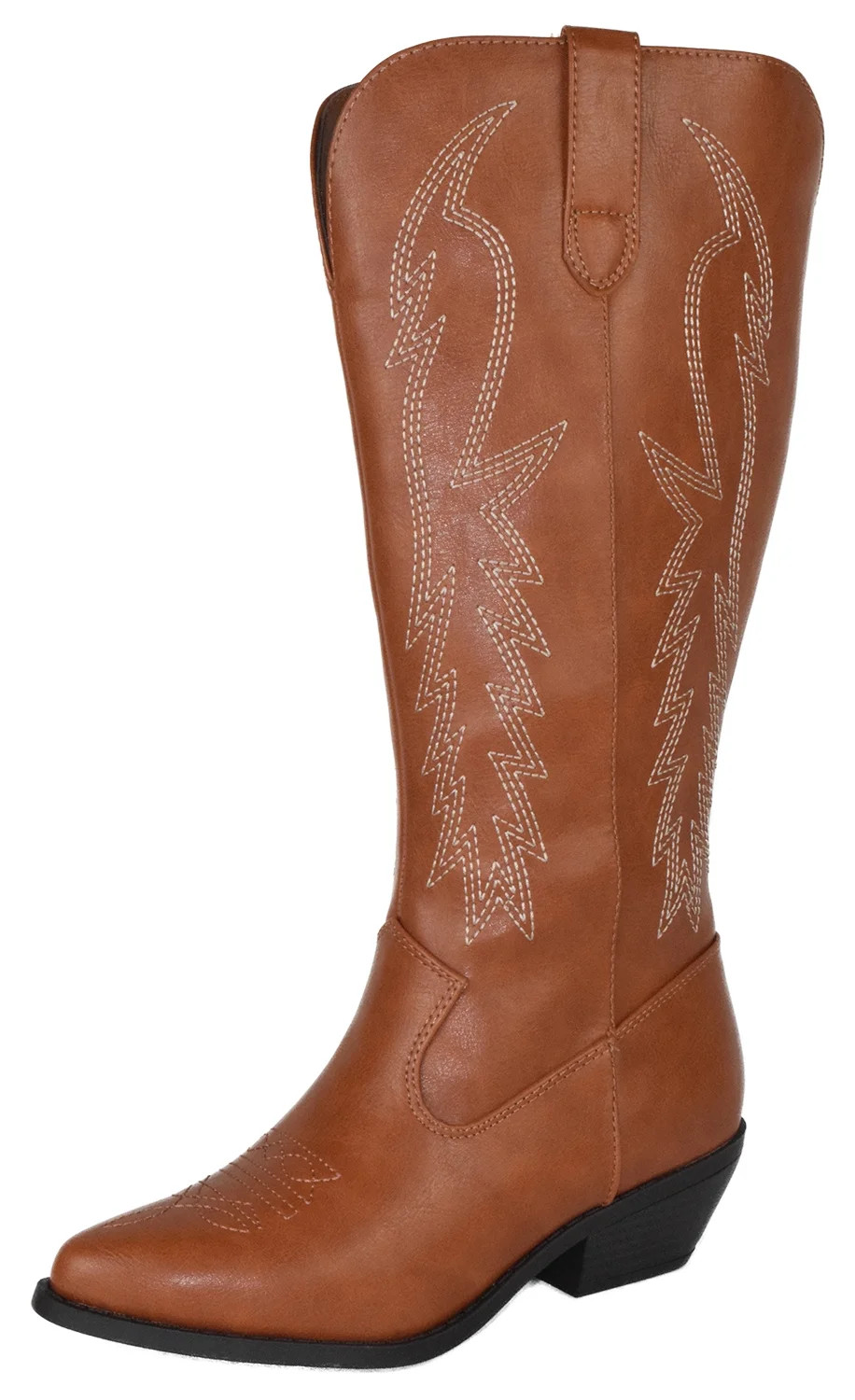 Soda Women Cowgirl Cowboy Western Stitched Boots Pointy Toe Knee High Light Brown Cognac 7 | Walmart (US)