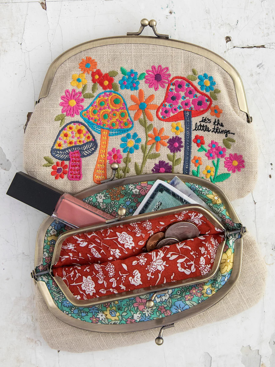 Embroidered Coin Purse - Cream Mushroom | Natural Life