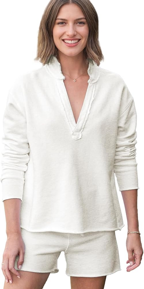 2 Piece Sets for Women Casual Nantucket Travel Set Long Sleeve Patrick Pullover Sweatshirt Shorts... | Amazon (US)