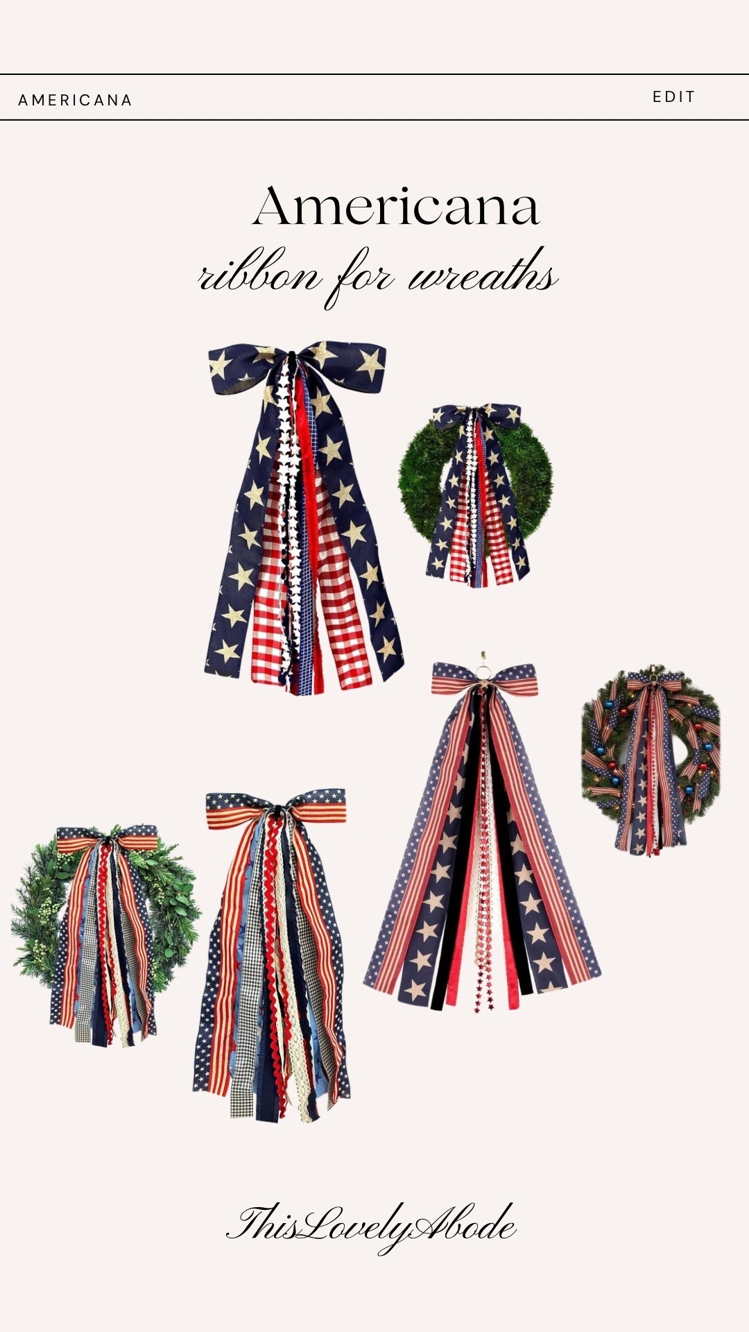 Pre-made ribbon for your outdoor wreaths! 
#july4thdecor #americanadecor #americanasummer #amazon

#LTKHome #LTKSeasonal